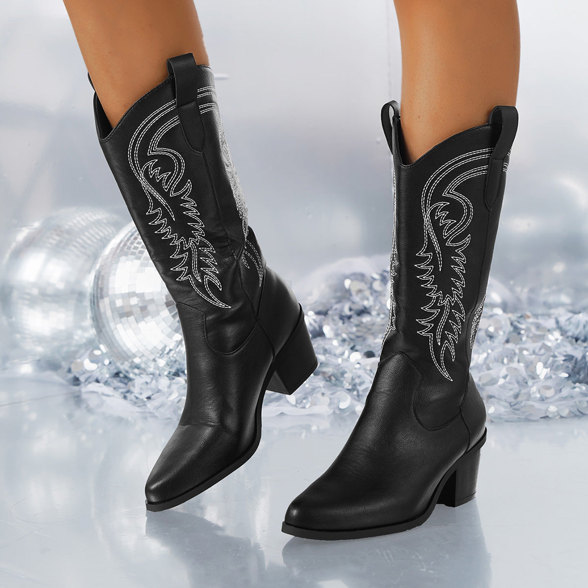High Heel Hannah Style Western Cowboy Knight Boots
